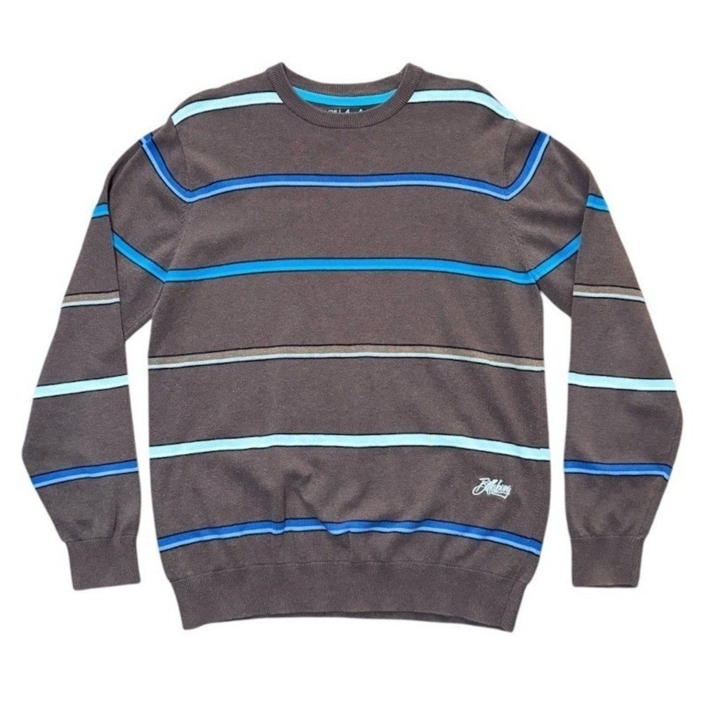 Vintage 90s Y2K Billabong Mens Striped Surf Skate Pullover Knit Sweater Crewneck